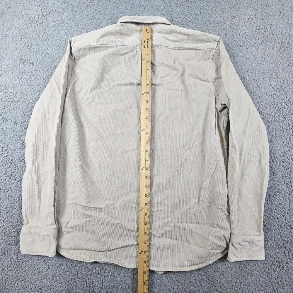 J Crew Shirt Mens Medium Beige Corduroy Classic Fit Long Sleeve Pockets Workwear